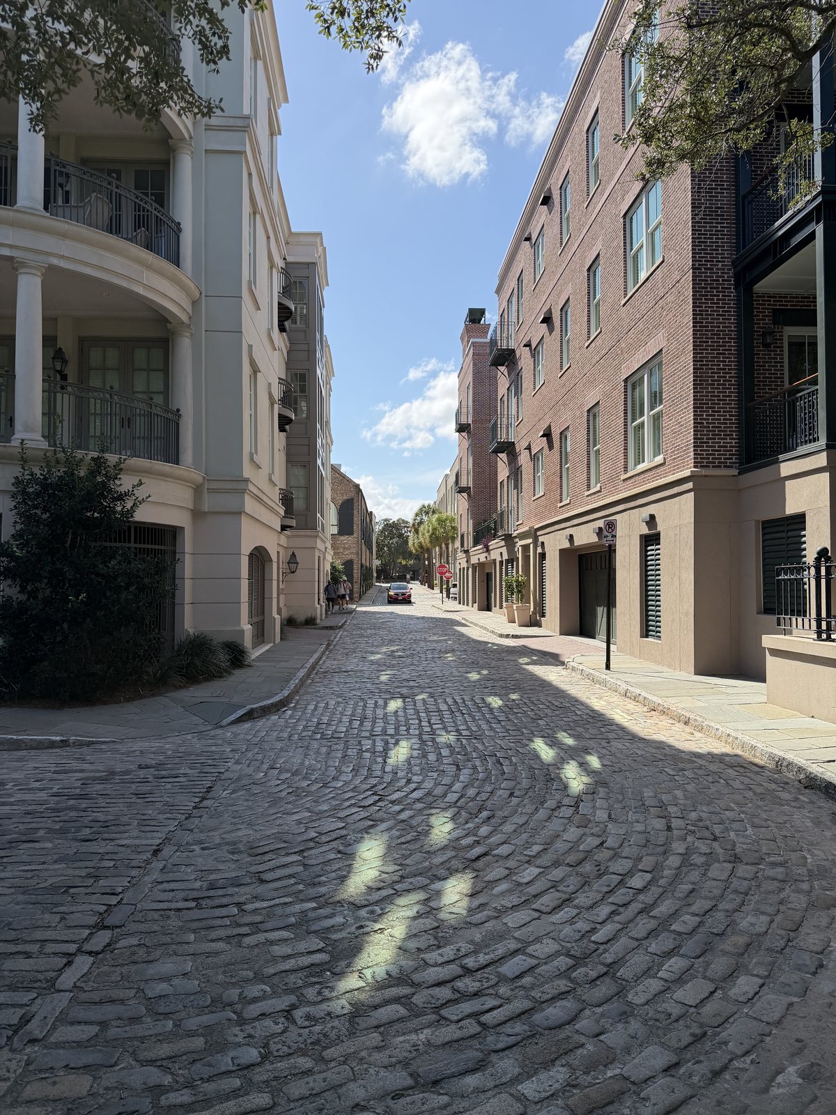 Middle Atlantic Wharf — a cobblestone lane on the walk down to the water. Charleston still has a few streets paved with the ballast stones ships dumped here centuries ago.