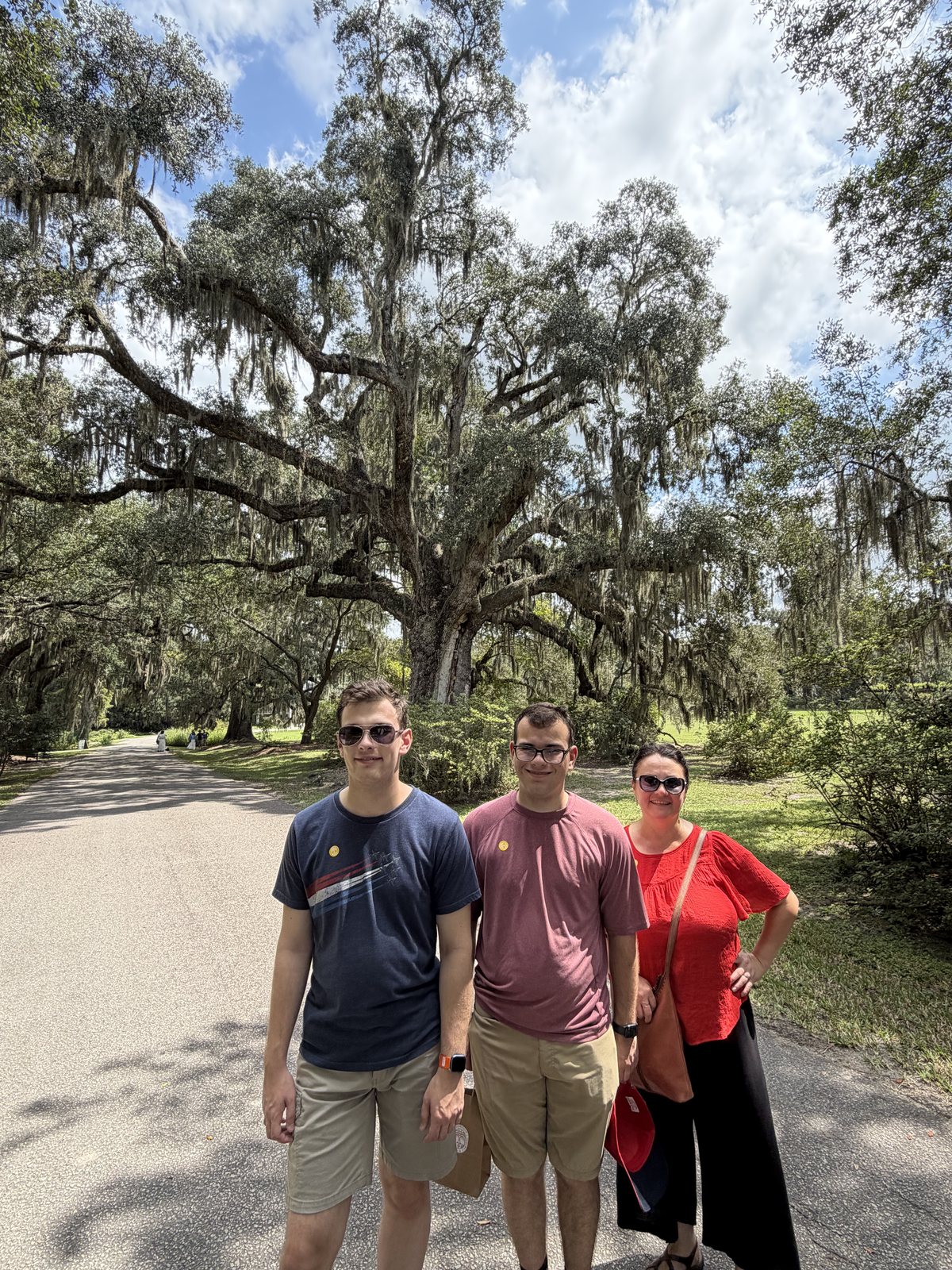 Walking out under the oaks at 12:19. Time to find air conditioning.