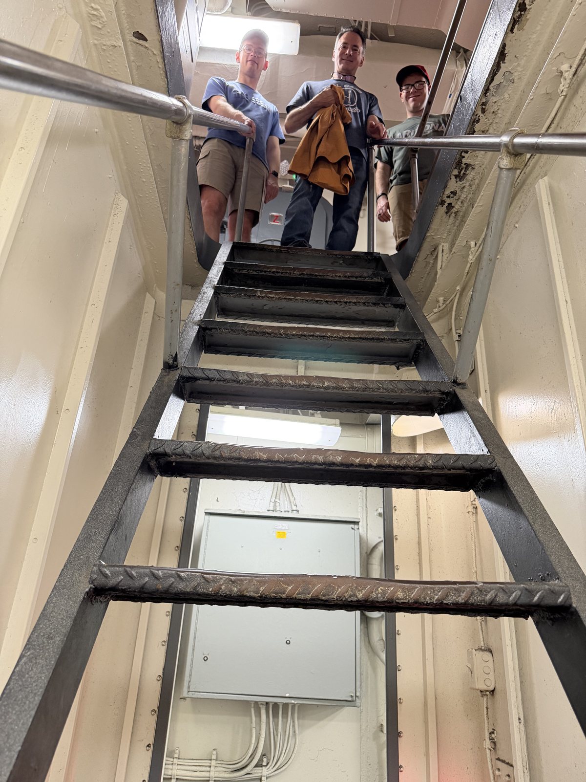 Looking up the ladder at the rest of the family. Ships were not built for tall people.