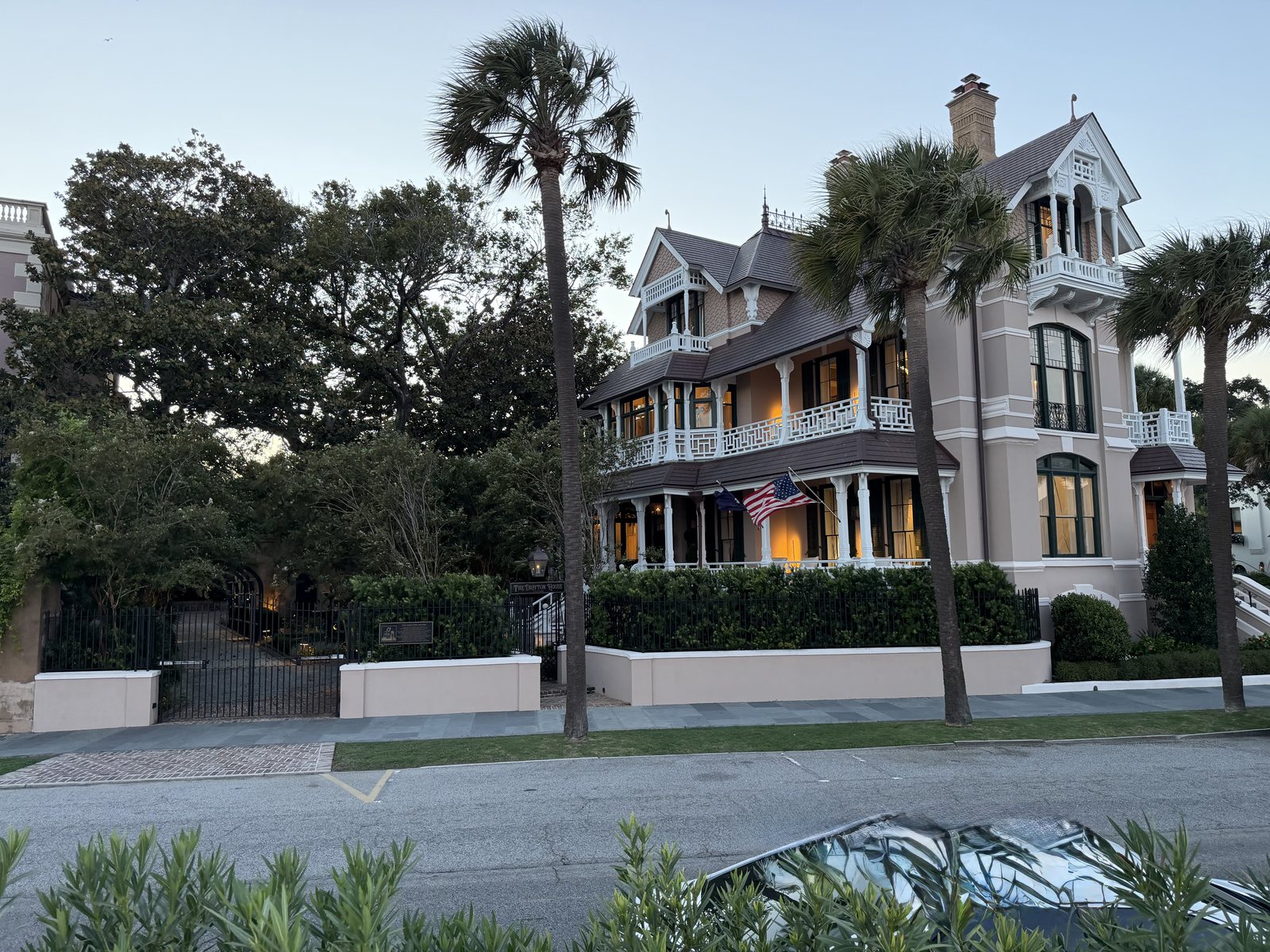 One of the East Battery mansions catching the last light.