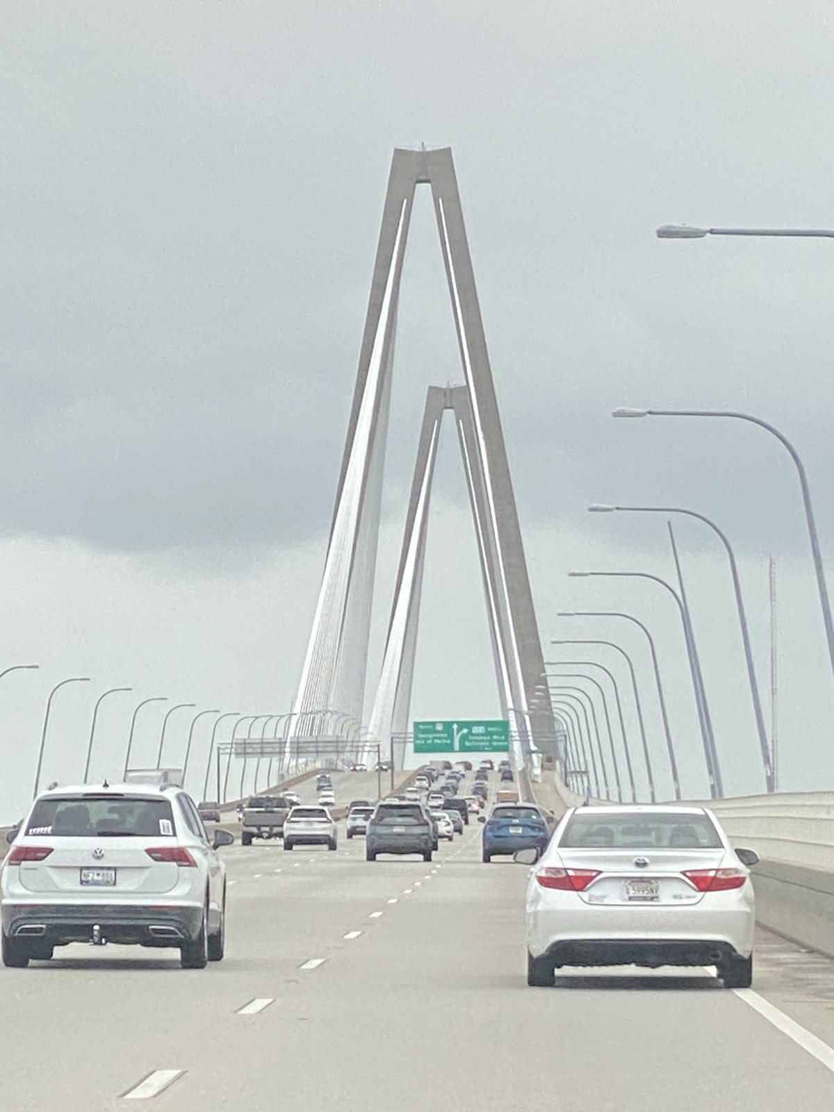 Over the Ravenel Bridge to Mount Pleasant. Photo by Liem, from the back seat.