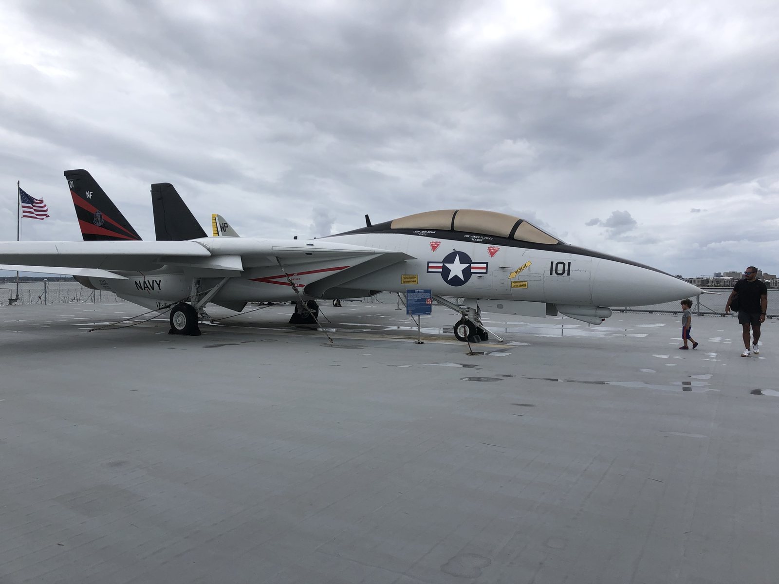 F-14 Tomcat. Yes, that one. Someone hummed the Top Gun theme.