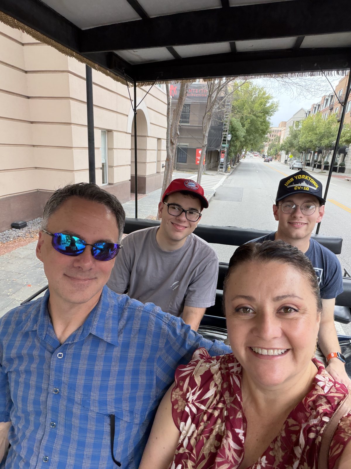 Aboard our carriage.