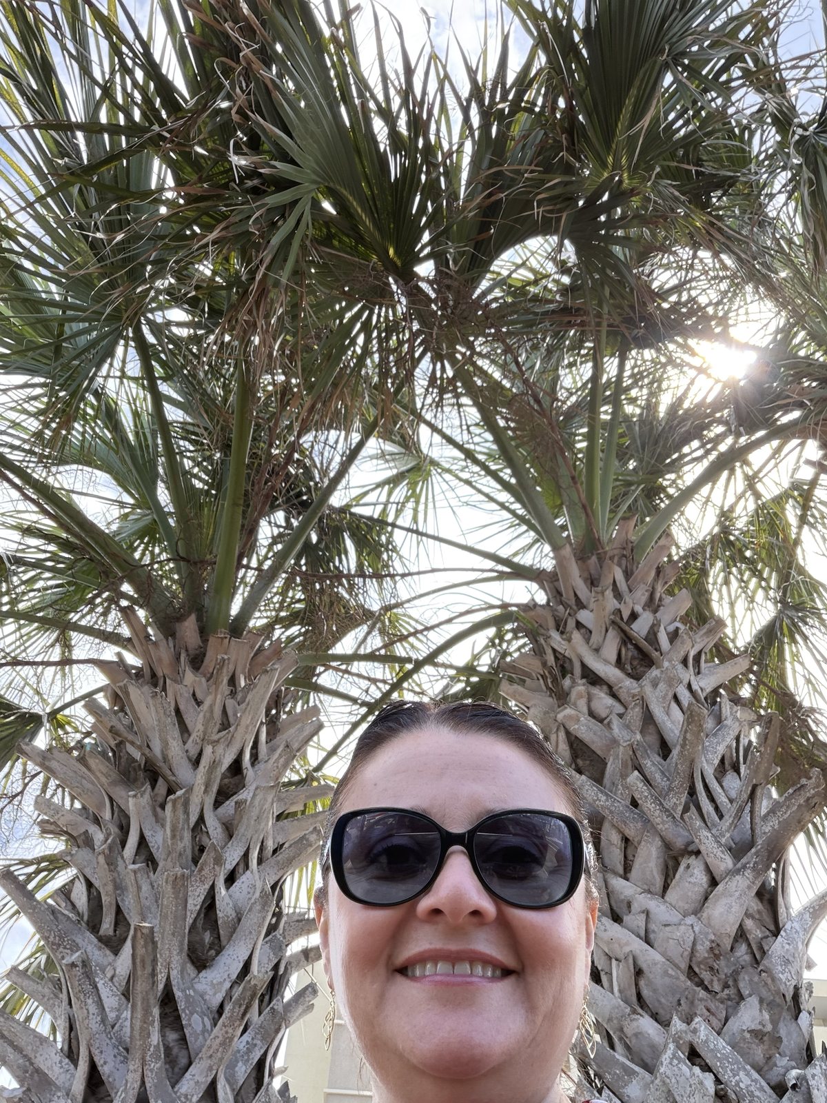 Mommy under the palms.