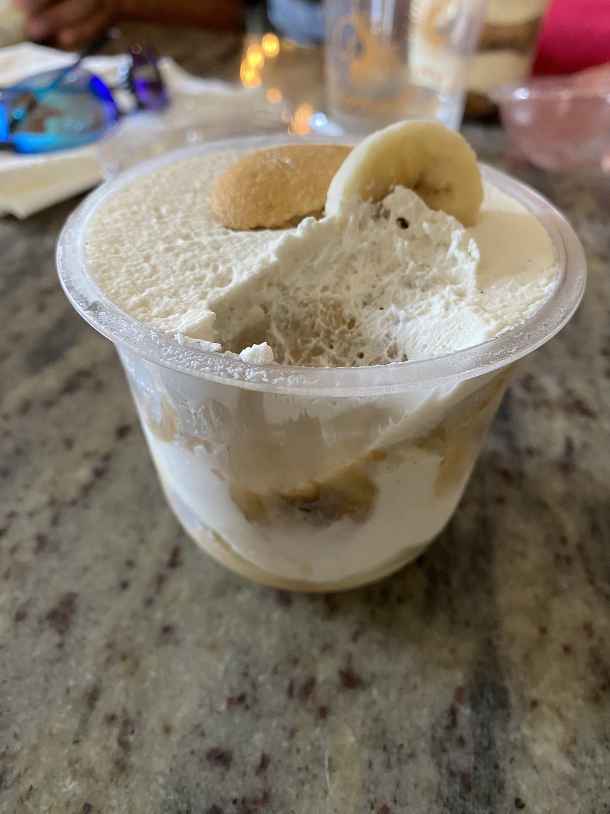 Banana pudding in a cup. The tiramisu is not pictured because it didn't last long enough.
